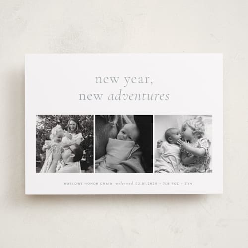 This is a winter sky babys first christmas with standard by Blustery August called awaits printing on recycled smooth signature in standard