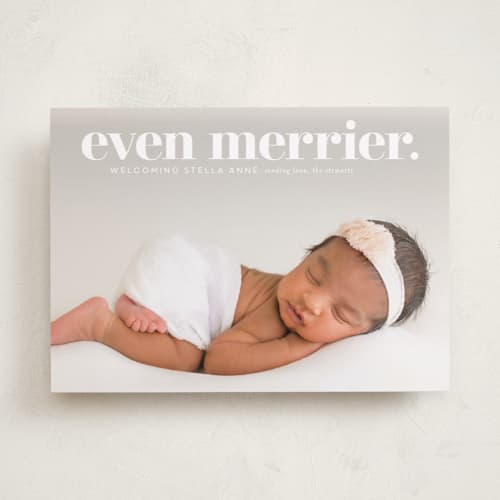 This is a snow babys first christmas with standard by Lori Wemple called even merrier. printing on recycled smooth signature in standard