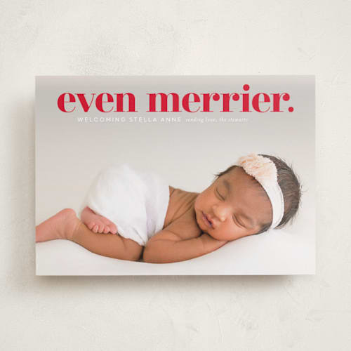 This is a berry babys first christmas with standard by Lori Wemple called even merrier. printing on recycled smooth signature in standard