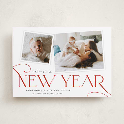 This is a cherry babys first christmas with standard by Sarah Brown called little addition printing on recycled smooth signature in standard