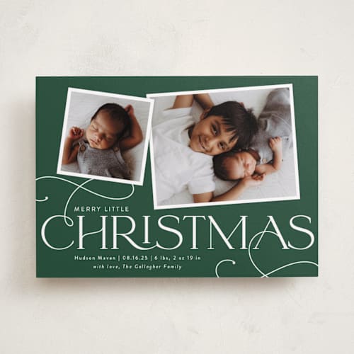 This is a emerald babys first christmas with standard by Sarah Brown called little addition printing on recycled smooth signature in standard