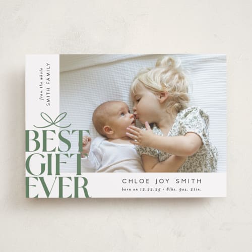 This is a sage babys first christmas with standard by Alethea and Ruth called best gift ever bow printing on recycled smooth signature in standard