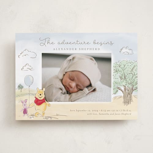 This is a sand birth announcements with standard by frau brandt called winnie adventure printing on smooth signature in standard
