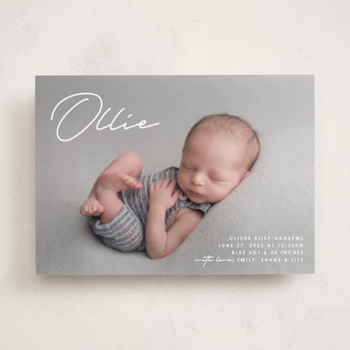 This is a cloud birth announcements with standard by Brandy Folse called that's my name printing on smooth signature in standard