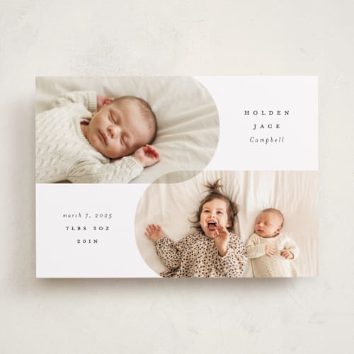 This is a stone birth announcements with standard by Brianne Larsen called overlap printing on smooth signature in standard