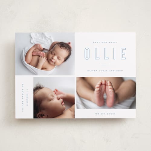 This is a sky birth announcements with standard by Kristie Kern called sweet gallery printing on smooth signature in standard