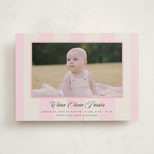 This is a fragola birth announcements with standard by Megan Davis called gelato printing on smooth signature in standard