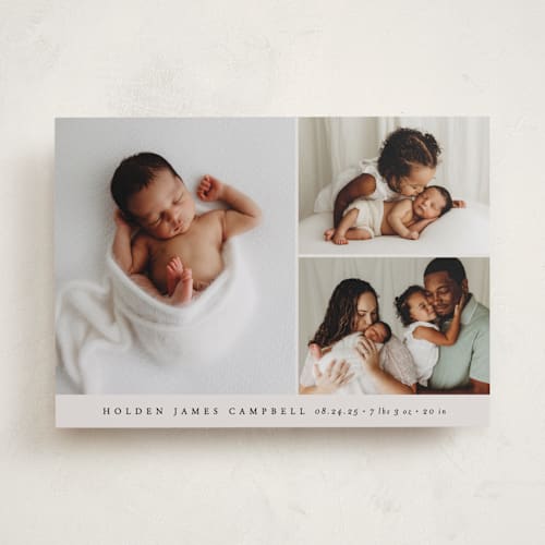 This is a cloud birth announcements with standard by Brianne Larsen called sweet three printing on smooth signature in standard
