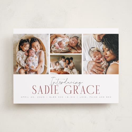 This is a rose birth announcements with standard by Michelle Taylor called cheer all year printing on smooth signature in standard
