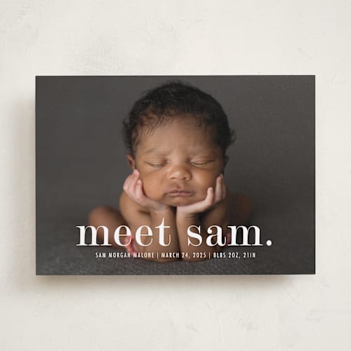This is a cloud birth announcements with standard by Up Up Creative called meeting printing on smooth signature in standard