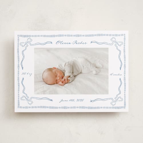 This is a sky birth announcements with standard by Jelena Vuletic called arabella printing on smooth signature in standard
