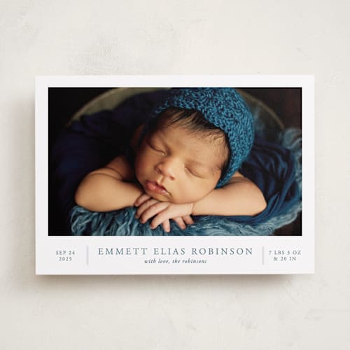 This is a lake birth announcements with standard by Vanessa Doyle called with love printing on recycled smooth signature in standard