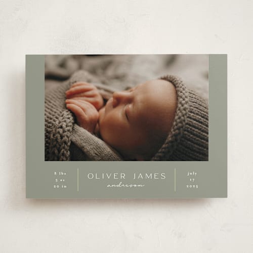 This is a shamrock birth announcements with standard by Iveta Angelova called new day printing on recycled smooth signature in standard