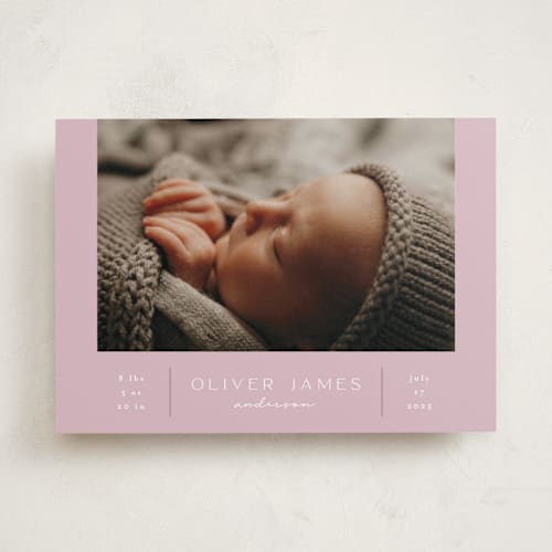 This is a lavender birth announcements with standard by Iveta Angelova called new day printing on smooth signature in standard