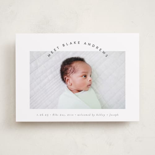 This is a penguin birth announcements with standard by Carolyn MacLaren called arc name printing on smooth signature in standard