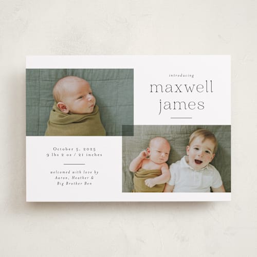 This is a galaxy birth announcements with standard by Emily Betts called handsome two printing on smooth signature in standard