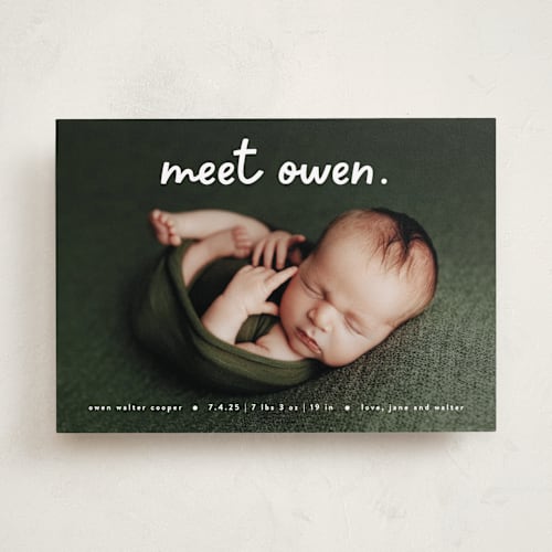 This is a snow birth announcements with standard by Lauren Chism called meet cute printing on smooth signature in standard