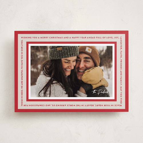 This is a holly berry photo christmas cards with standard by Sara Hicks Malone called faith frame printing on recycled smooth signature in standard