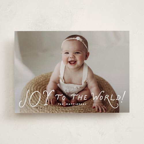 This is a snow photo christmas cards with standard by Everett Paper Goods called dolce printing on recycled smooth signature in standard