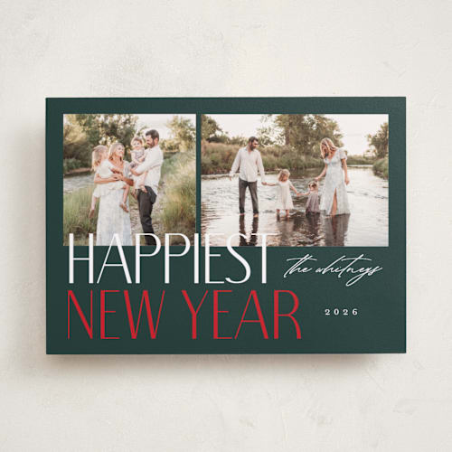 This is a pine photo christmas cards with standard by Makewells called merry stack printing on recycled smooth signature in standard