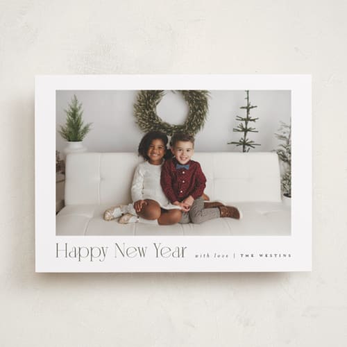 This is a pine needle photo christmas cards with standard by Benita Crandall called moderne noël printing on recycled smooth signature in standard