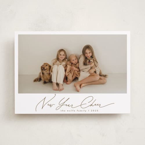 This is a golden biscuit photo christmas cards with standard by Tamara Hilje called siena printing on recycled smooth signature in standard