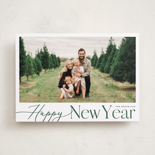This is a evergreen photo christmas cards with standard by Carolyn MacLaren called merry mix printing on recycled smooth signature in standard