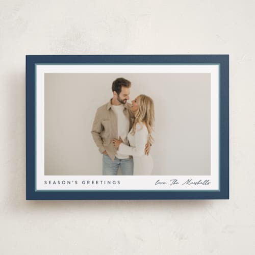 This is a glacier photo christmas cards with standard by Carolyn MacLaren called ribbon frame printing on recycled smooth signature in standard