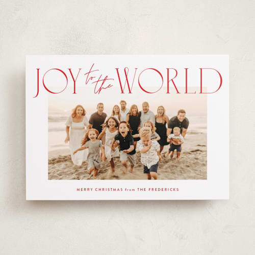 This is a santa photo christmas cards with standard by Jackie Crawford called joy aligned printing on recycled smooth signature in standard