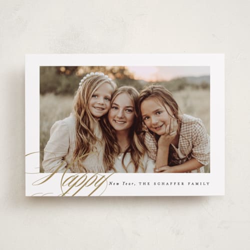 This is a caramel photo christmas cards with standard by Brooke Chandler called golden joy printing on recycled smooth signature in standard