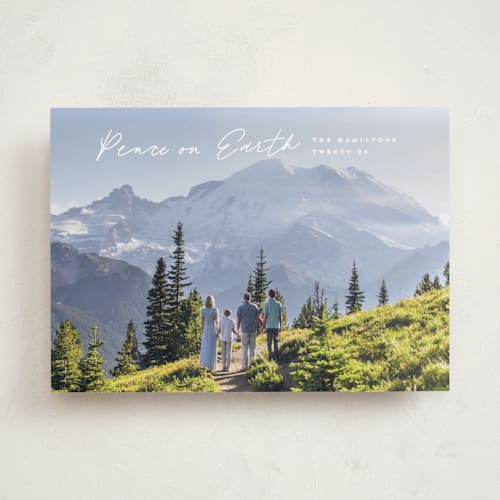 This is a frost photo christmas cards with standard by Creo Study called peace lettering printing on recycled smooth signature in standard