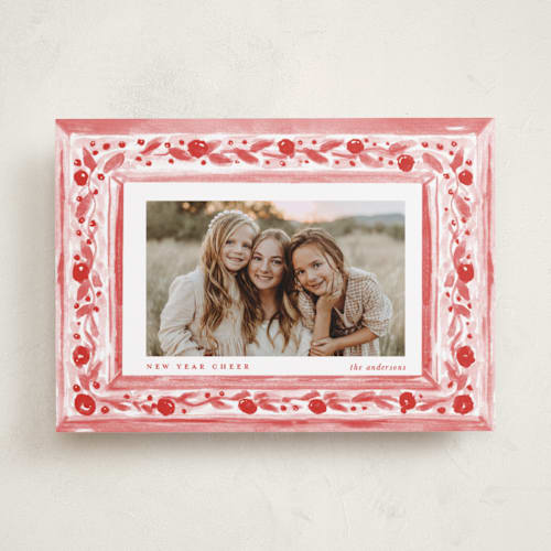 This is a candy cane photo christmas cards with standard by Lucrecia Caporale called decorative vintage frame printing on recycled smooth signature in standard