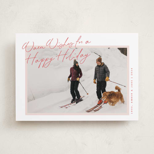 This is a pink sugar photo christmas cards with standard by Design Lotus called minimalist festive edition printing on recycled smooth signature in standard