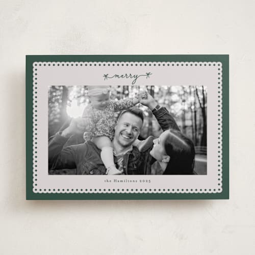 This is a fir photo christmas cards with standard by Nicole Walsh called merry bows printing on recycled smooth signature in standard