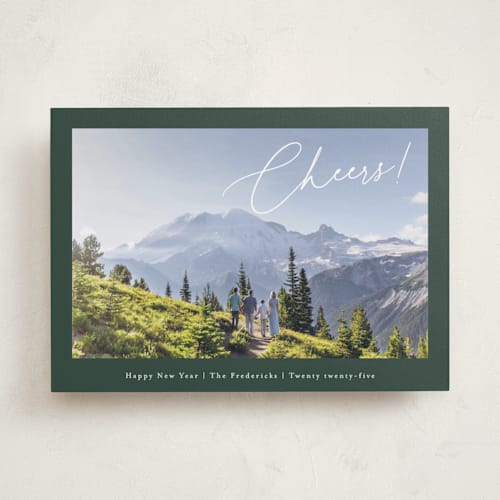 This is a forest photo christmas cards with standard by Jackie Crawford called corner sentiment printing on recycled smooth signature in standard