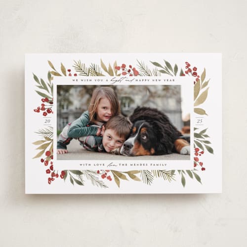 This is a holly berry photo christmas cards with standard by Wildfield Paper Co called goodness ~ light printing on recycled smooth signature in standard