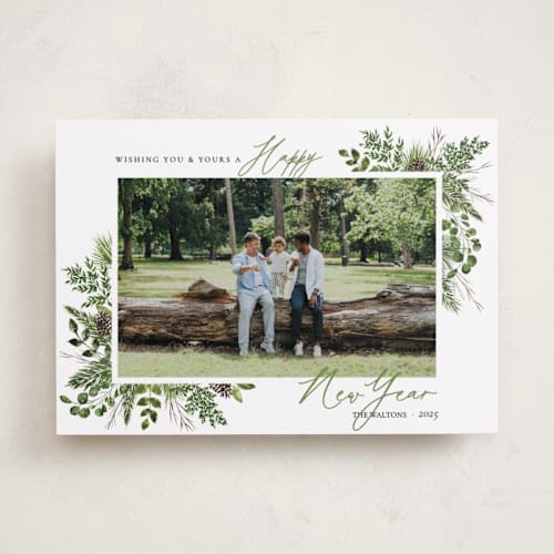 This is a evergreen photo christmas cards with standard by Beth Schneider called hopeful world printing on recycled smooth signature in standard