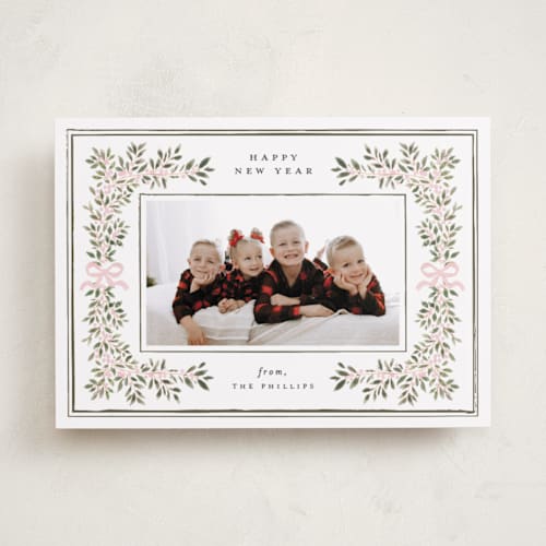 This is a petal photo christmas cards with standard by Itsy Belle Studio called botanical blessings printing on recycled smooth signature in standard