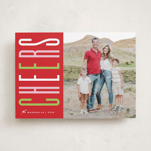 This is a candied apple photo christmas cards with standard by Olivia Raufman called festive type printing on recycled smooth signature in standard