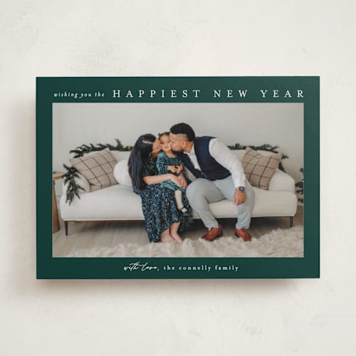 This is a hunter photo christmas cards with standard by Chris Griffith called frame of happiness printing on recycled smooth signature in standard