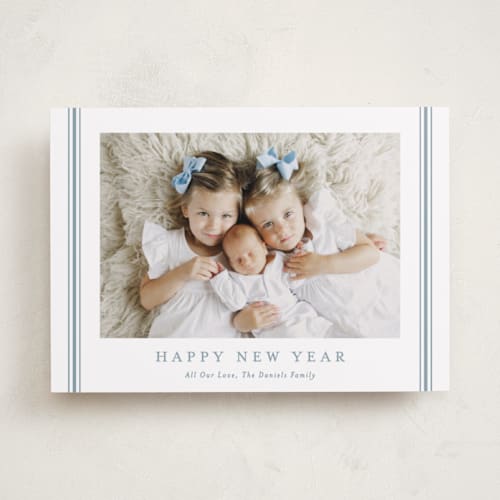 This is a icicle photo christmas cards with standard by Carolyn MacLaren called striped blessings printing on recycled smooth signature in standard