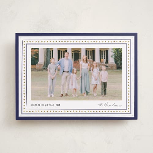 This is a sugar plum photo christmas cards with standard by Jacquie Foster called drawn together in blessings printing on recycled smooth signature in standard