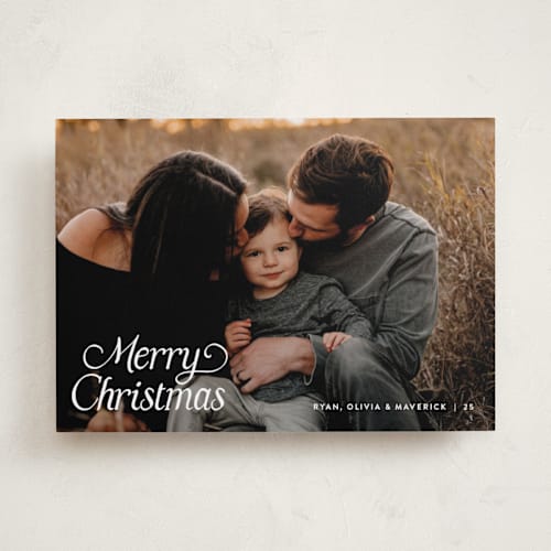 This is a snowberry photo christmas cards with standard by Pixel and Hank called basics printing on recycled smooth signature in standard