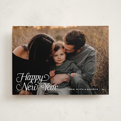 This is a snowberry photo christmas cards with standard by Pixel and Hank called basics printing on recycled smooth signature in standard