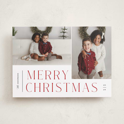 This is a holly berry photo christmas cards with standard by Pixel and Hank called pair printing on recycled smooth signature in standard