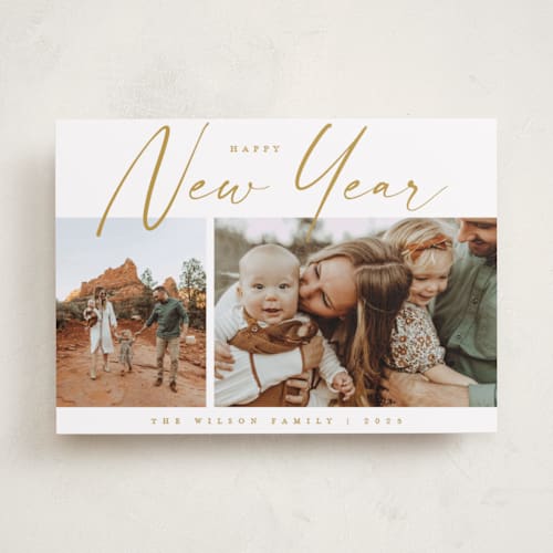 This is a golden photo christmas cards with standard by Kasia Labocki called holiday duo printing on recycled smooth signature in standard