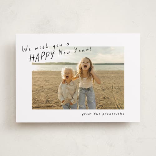 This is a coal photo christmas cards with standard by Jackie Crawford called joyful noise playful script printing on recycled smooth signature in standard