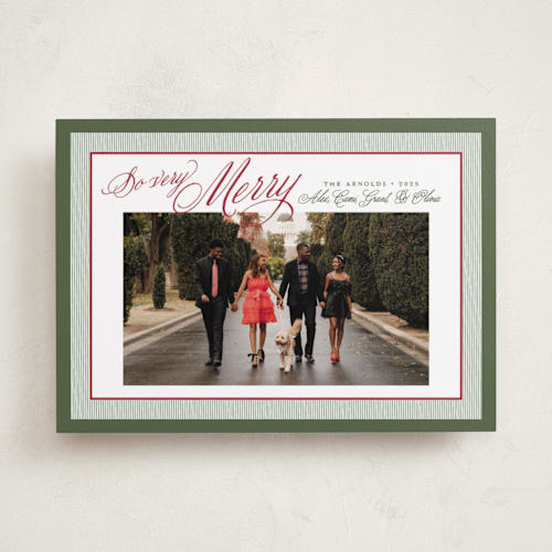 This is a holly jolly photo christmas cards with standard by Alston Foster called merry striped frame printing on recycled smooth signature in standard