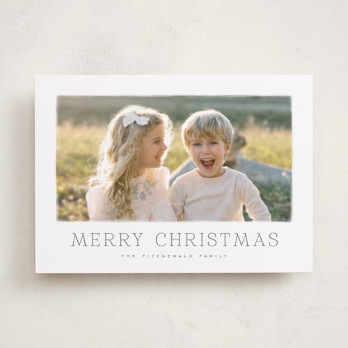 This is a fir photo christmas cards with standard by Wildfield Paper Co called winter daisy printing on recycled smooth signature in standard