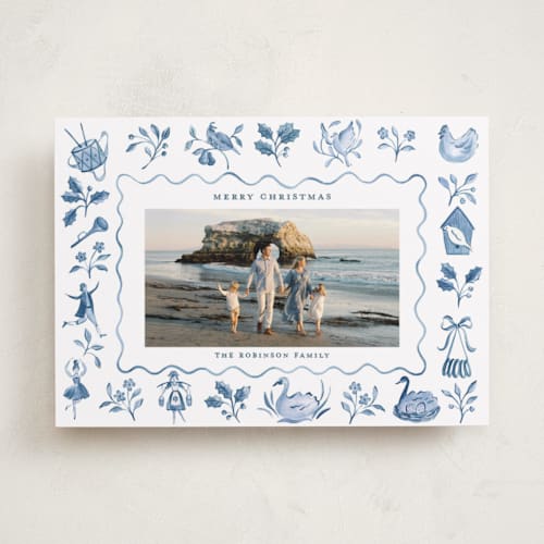 This is a snowflake photo christmas cards with standard by Sarah Knight called days of christmas printing on recycled smooth signature in standard